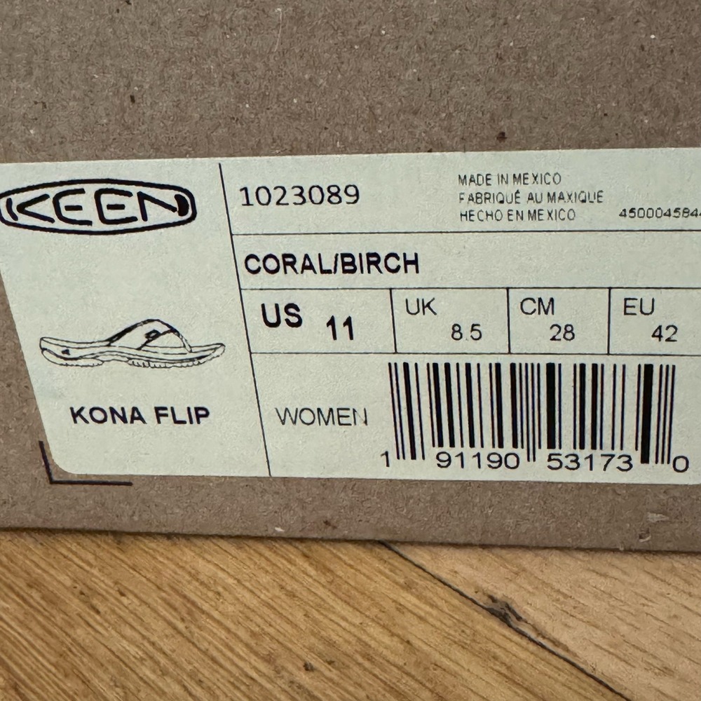 KEEN Kona Flip Flop Sandals Coral Birch Women's Size 11 Flip Flops Comfort Beach - Picture 4 of 7